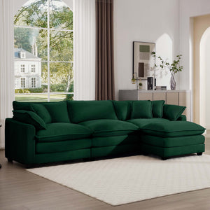 Modern Modular Cushion Sofa Set with Ottoman - Fabric, Multiple Colors