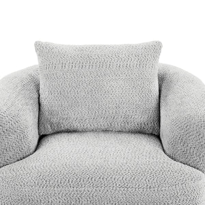 360° Swivel Barrel Sofa Chair With Throw Pillow, Upholstered Accent Chair