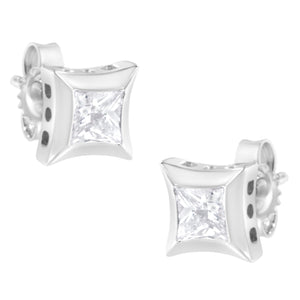 10K White Gold 1/2 Cttw Invisible Set Princess-Cut Diamond Stud Earrings (H-I Color, SI2-I1 Clarity)