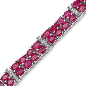16.77 Carat Genuine Glass Filled Ruby & White Topaz .925 Sterling Silver Bracelet