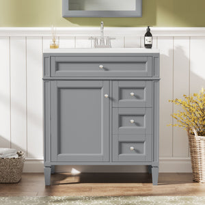 Bathroom Vanity With Top Sink, Storage Cabinet, 2 Drawers, Tip Out Drawer