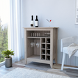 Coffee-or-bar-cart,-with-8-bottle-racks,-a-central-shelf-with-cup-holders,-light-gray-Carts-&-Islands