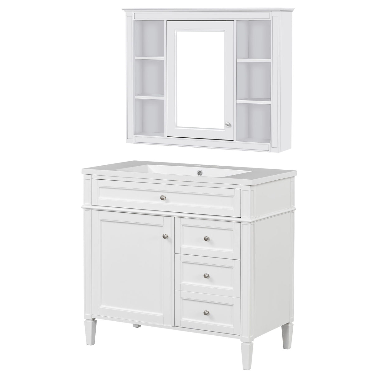 Bathroom Vanity With Top Sink, Storage Cabinet With Mirror