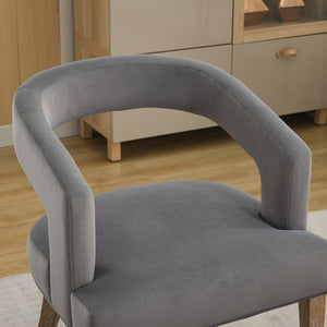 Modern Barrel Open Back Upholstered Accent Chair with Weathered Solid Wood Legs