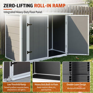 Horizontal Outdoor Storage Shed with Ramp & Hydraulic Lid