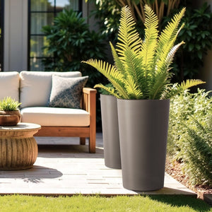 2 Pack Tall 21.7 in Modern Brown Planters for Indoor & Outdoor