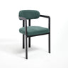 Dining Arm Chairs Set of 2 with Fabric Upholstery and Metal Legs - Green, Orange, or Beige