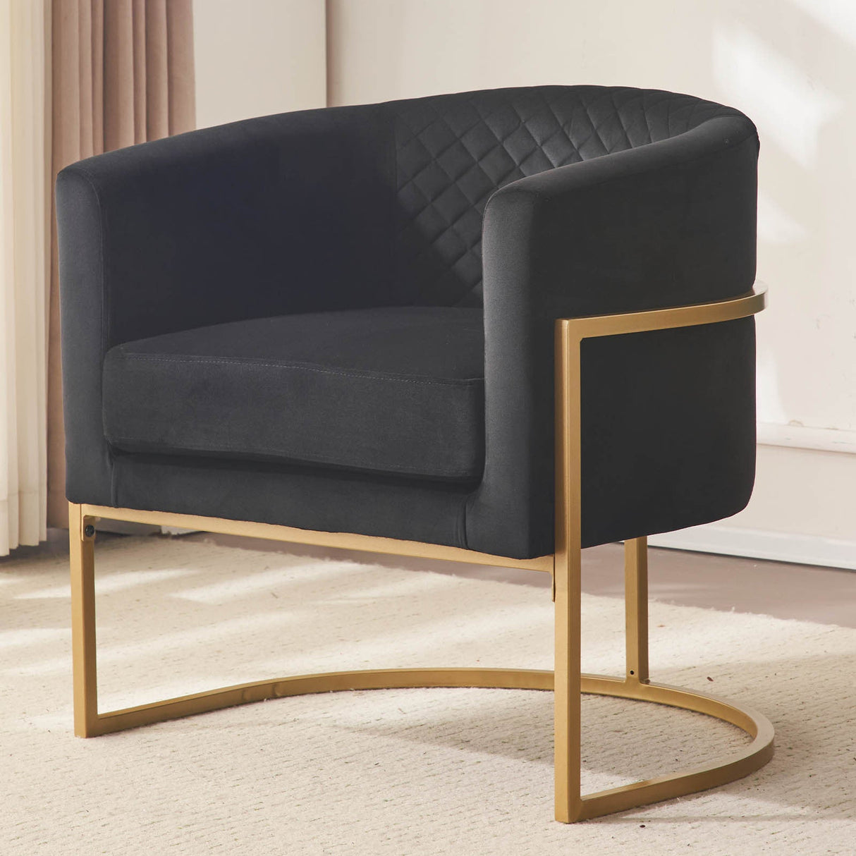 Lauren Velvet Arc-Frame Accent Chair