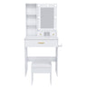 Vanity Set with Mirror, Adjustable LED Lights & Power Outlet - Wood & Mirror