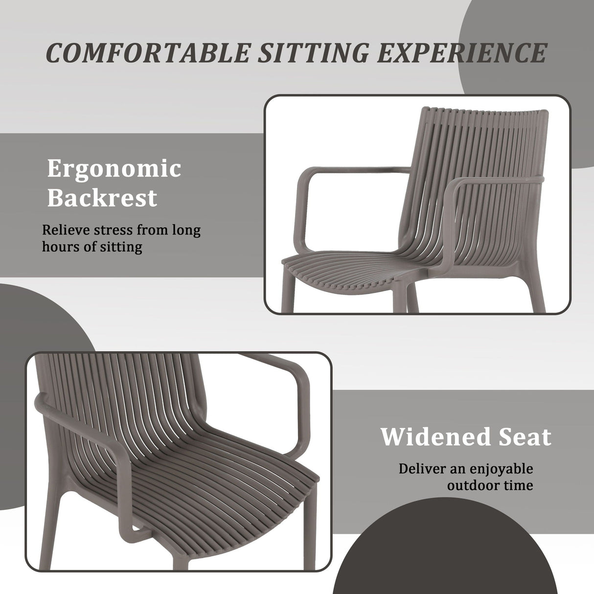 4 Modern Stackable Plastic Armchair Matched With Round Table