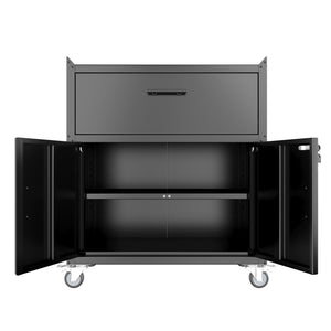 Rolling Metal Tool Storage Cabinet, Lockable Garage Storage Cabinet, Locking Metal Storage Cabinet With Wheels, Rolling Tool Chest, Assembly Required - Black