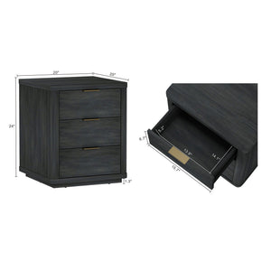 Evelyn - Nightstand With 3 Drawers, Smooth Rounded Edges