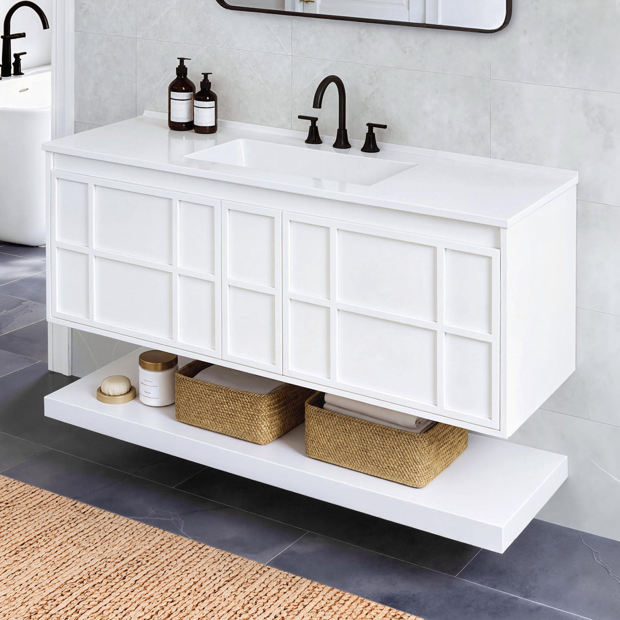 48 Inch Wall Mounted Bathroom Vanity Cabinet