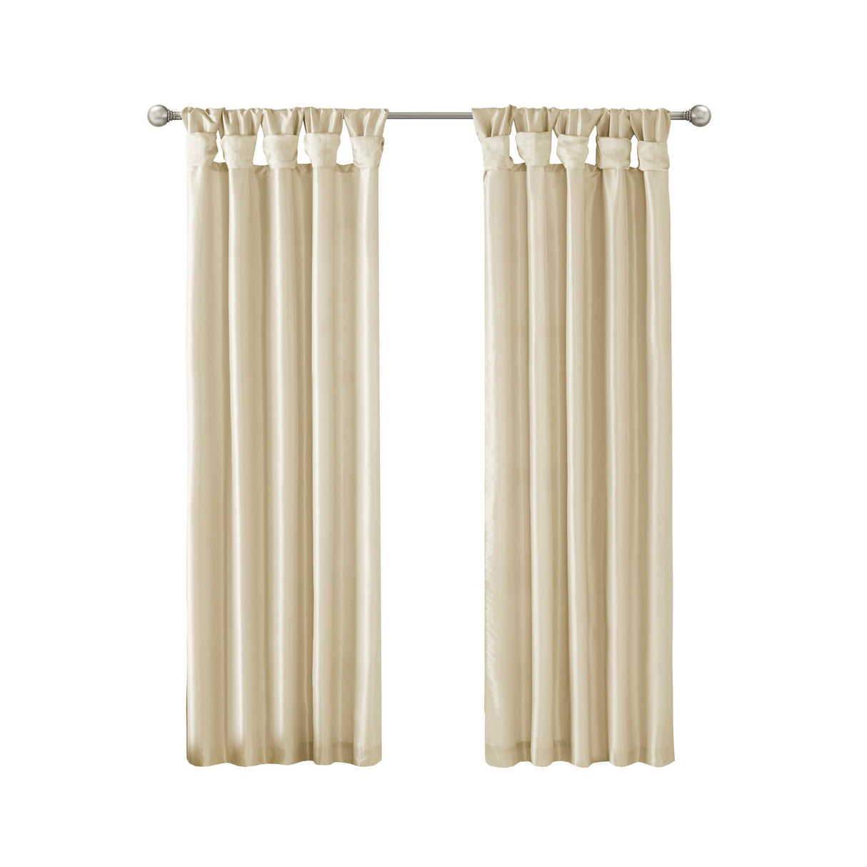 Twist Tab Lined Window Curtain Panel Champagne 50x95