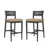 Modern Outdoor Bar Stools With Backrest And Footrest (Set of 2)