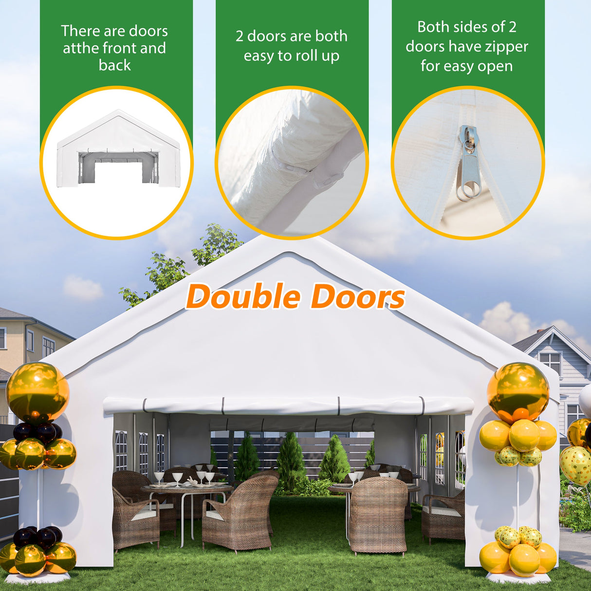 20x32 FT Party Tent with 3 Storage Bags & Removable Sidewalls