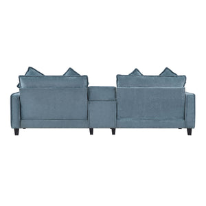 Modern Sectional Sofa With Removable Ottomans, USB Ports