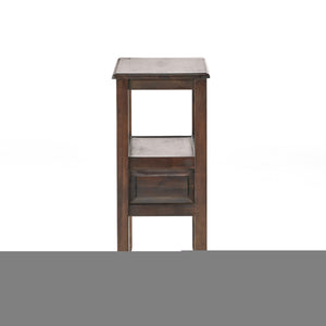 End Table in Brown Acacia Wood with Drawers
