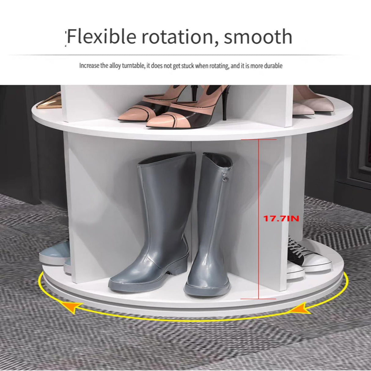 8 Tier Rotating Shoe Rack Tower - White Shoe Organizer