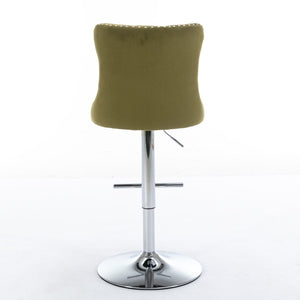 Swivel Barstools Adjusatble Seat Height From 25-33", Modern Upholstered Base Bar Stools With Backs Comfortable Tufted For Home Pub And Kitchen Island (Set of 2)