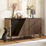 Cat Furniture 2 in 1 Modern Walnut Cabinet Side Table with Spring-Loaded Door