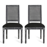 French Country Dining Chair With Rectangular Cane Backrest And Smooth Upholstered Seating