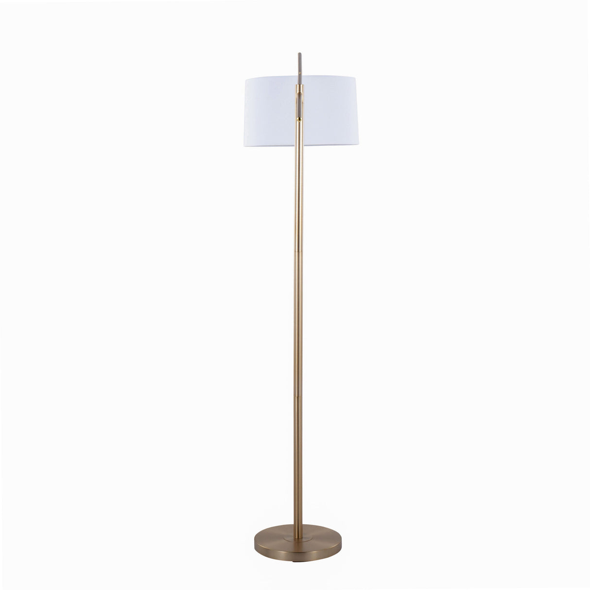 Casper 69' Contemporary Metal Floor Lamp in Gold Metal with Off-White Linen Shade