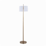 Casper 69' Contemporary Metal Floor Lamp in Gold Metal with Off-White Linen Shade