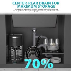 Quartz Composite Kitchen Sink With Undermount Design, Durable Single Bowl Workstation