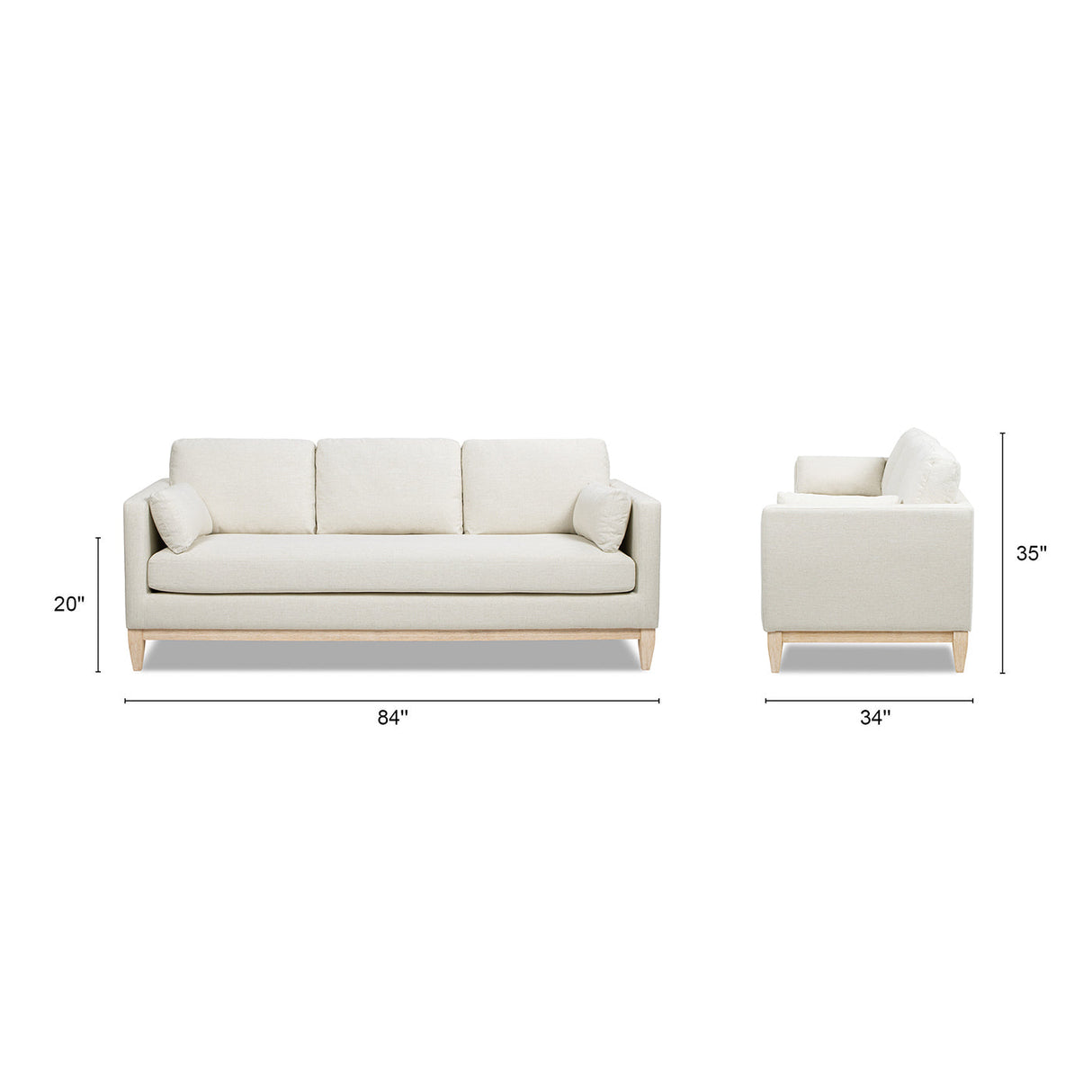 Knox 84' Modern Farmhouse Sofa, Flax White Linen