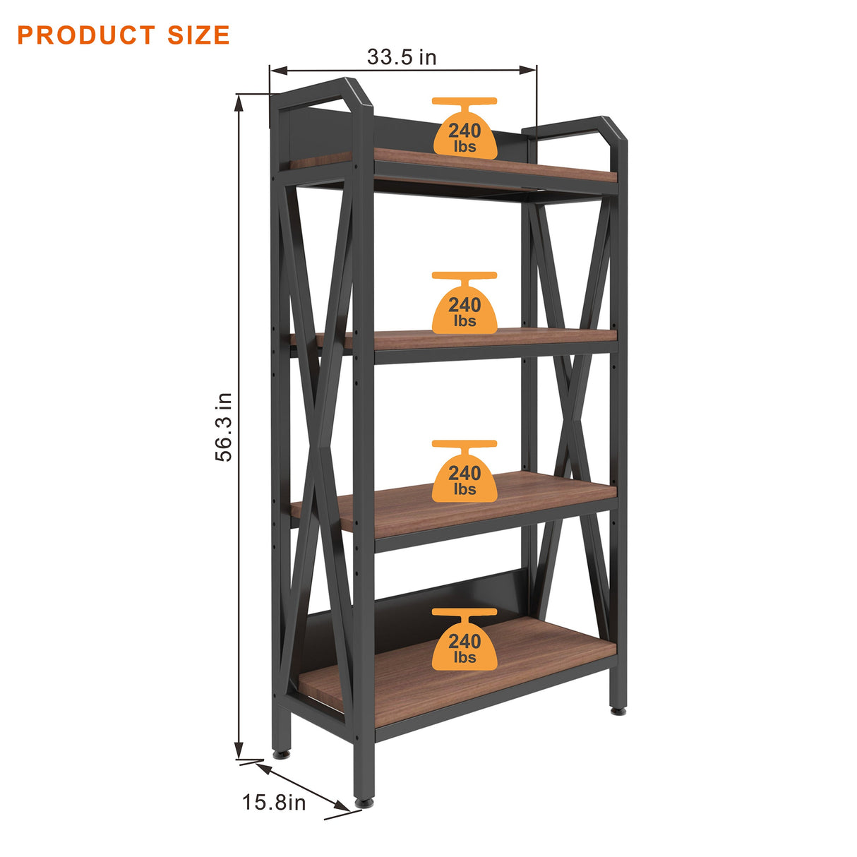 56.30'' Bakers Rack with 4-Level Storage Shelves