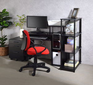 Rectangular Computer Desk with Keyboard Tray - Metal & Veneer Finish