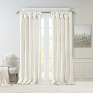 Twist Tab Lined Window Curtain Panel White 50x95'