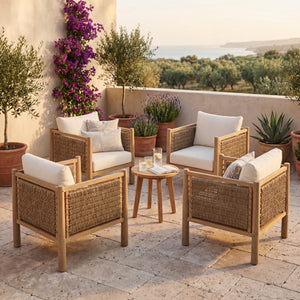 Set of 4 Outdoor Acacia Wood Patio Chairs