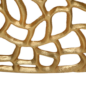 Modern Glam Mesh Coffee Table with Gold Accents and Aluminum Frame