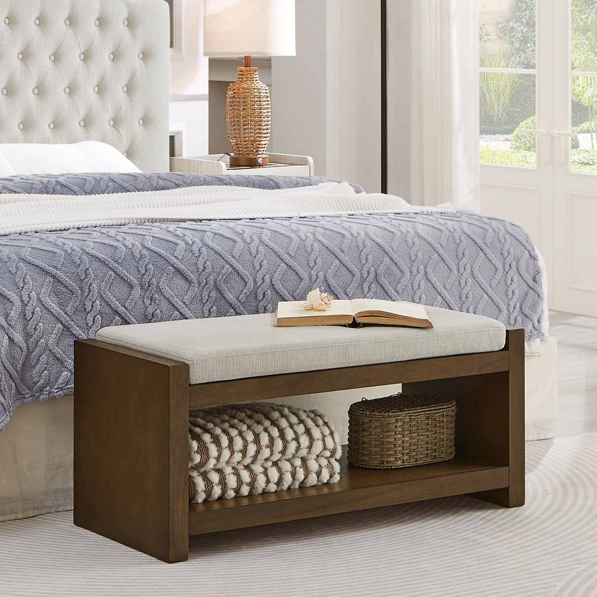 40' Accent Bench with Lower Shelf Shoe Rack
