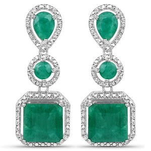 7.85 Carat Dyed Emerald .925 Sterling Silver Earrings