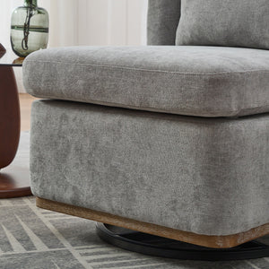 Wide Modern Cushioned Armless Metal Base 360° Swivel Chair With Pillow