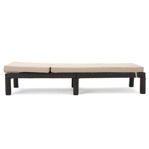 Puerta - Chaise Lounge Frame Cushion Outdoor Wicker Iron - Beige / Dark Brown