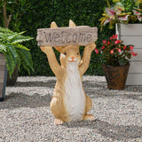 Corneu garden décor statue, animals weather resistant stone garden statue, white + brown, no assembly required