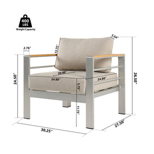 Cora Outdoor Aluminum Club Chair Set with Cushions