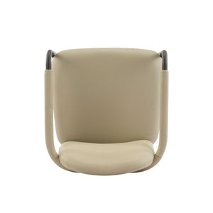 Modern Dining Chair Set of 2 with Iron Frame - Espresso / Khaki