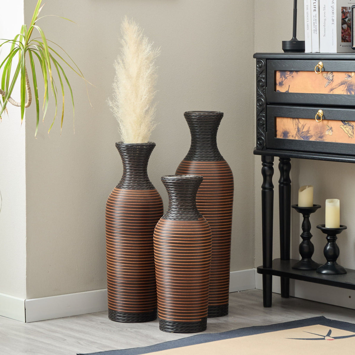 Classic And Neat Floor Vase, High Independent Flower Stand (Set of 3)