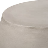 Outdoor Oval-Shaped Side Table, Light Grey