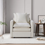 Plush Chenille Armchair with Deep Seating and Double-Layer Cushions