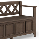 Amherst Solid Wood Entryway Storage Bench in Farmhouse Brown
