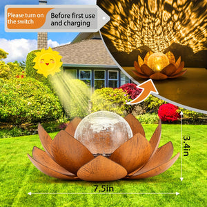 Set of 2 Lotus Solar Garden Lights – Waterproof Cracked Glass Outdoor Decor Lamps