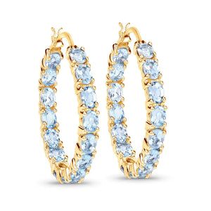 5.70 Carat Genuine Blue Topaz .925 Sterling Silver Earrings