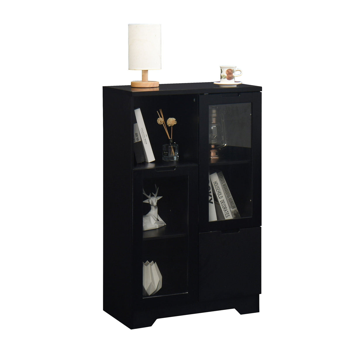 Modern Cabinet With Glass Doors And Drawer