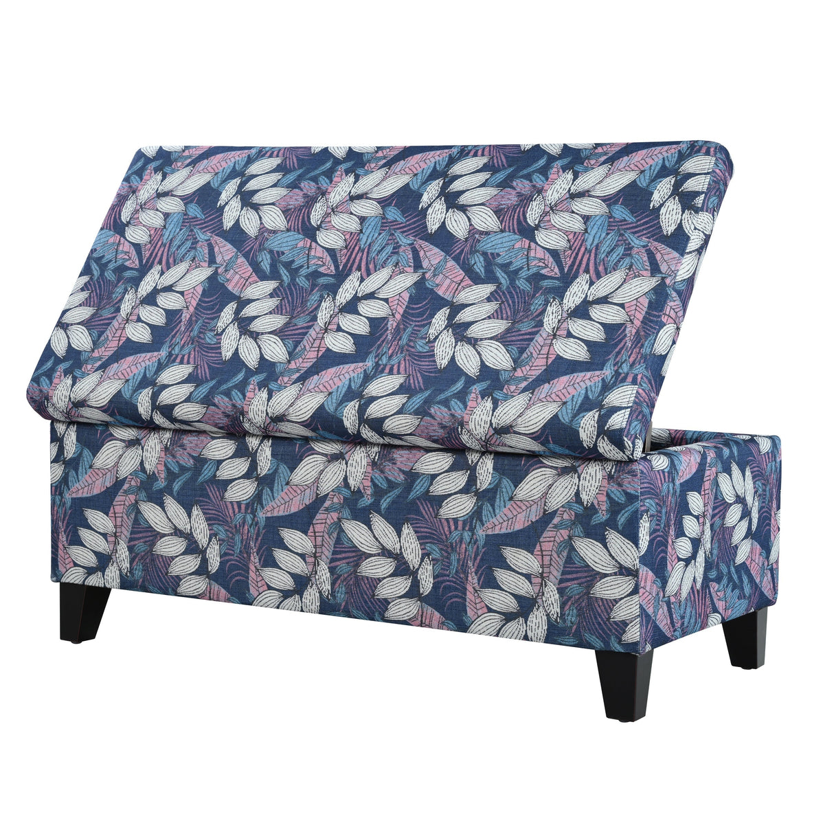 Luxury Storage Ottoman with Floral Patterned Fabric